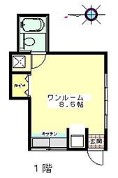 ウエスト ワンルームの間取図画像