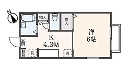 ラ・フィーユ 1Kの間取図画像