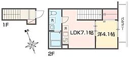 メルラス和泉多摩川 1DKの間取図画像