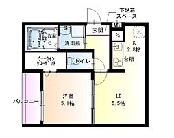 フジパレス羽衣II番館 1LDKの間取図画像