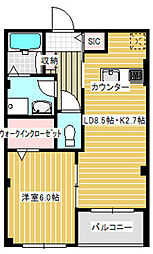 ラフィネジェー 1LDKの間取図画像
