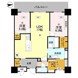 グラントリアノン緑地公園 2SLDKの間取図画像