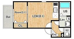 ジーメゾンさいたま見沼 1LDKの間取図画像