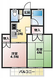マスハイツ 2DKの間取図画像