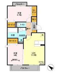 リバーサイドヴィラ 2LDKの間取図画像