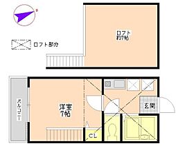 サンプラトー 1Kの間取図画像