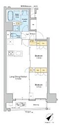 プラウドフラット日本橋馬喰町 2LDKの間取図画像