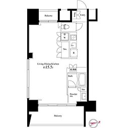 スクエアガーデン池袋 6階1Kの間取り