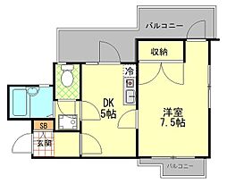 赤塚マンション 2階1DKの間取り