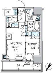 ParkAxis渋谷神山町 1LDKの間取図画像
