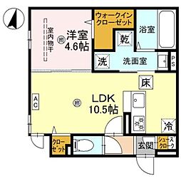 JR阪和線 和歌山駅 徒歩16分の賃貸アパート 2階1LDKの間取り