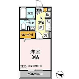 南桜 1Kの間取図画像
