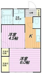 村上コーポ 2Kの間取図画像