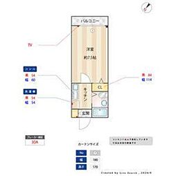 クラウンジュエル 1Kの間取図画像