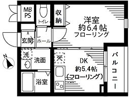 グリーニエ西新宿弐番館 1DKの間取図画像