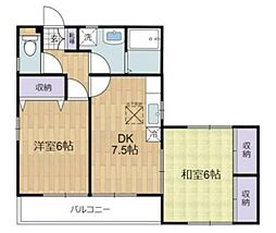 高木ハイツ 2DKの間取図画像