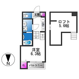 大阪市住吉区墨江1丁目アパート 1Kの間取図画像