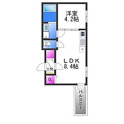 FsceciaNana 1LDKの間取図画像