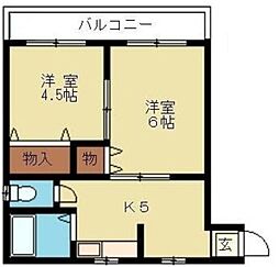 ドムスアルバ 2階2Kの間取り