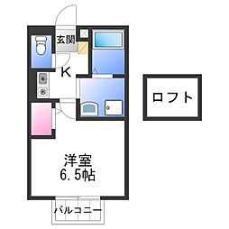 イーストファーム 1Kの間取図画像