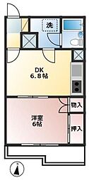 ホワイト88 1DKの間取図画像