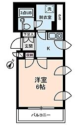 コラゾン 4階1Kの間取り