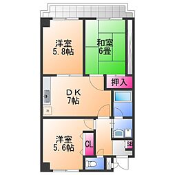 パークアベニュー中井 3DKの間取図画像