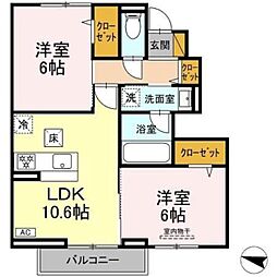 フルーレ 2LDKの間取図画像
