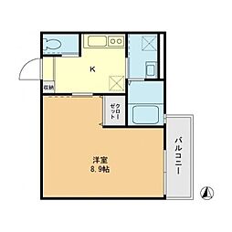 レーヴ京成高砂 1Kの間取図画像