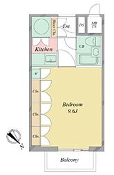 パークサイド六本木 1Kの間取図画像
