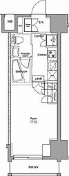 プレミアムキューブ品川戸越DEUX 1Kの間取図画像