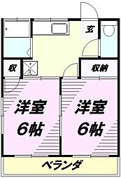 コーポカンナ 2DKの間取図画像