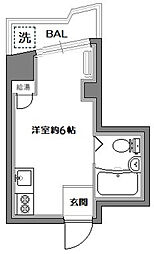 東京メトロ千代田線 乃木坂駅 徒歩8分の賃貸マンション 4階ワンルームの間取り