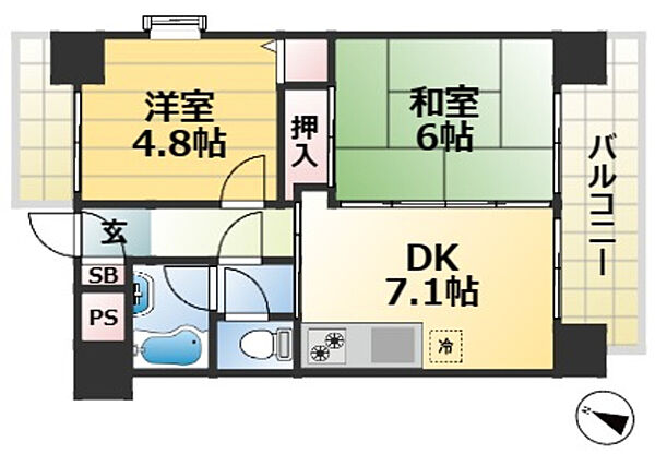 ラ・セーヌ六甲 ｜兵庫県神戸市灘区篠原南町２丁目(賃貸マンション2DK・2階・40.33㎡)の写真 その2