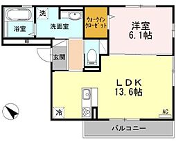 ジュメオス 1LDKの間取図画像