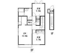 ファミールメゾンC棟 2LDKの間取図画像