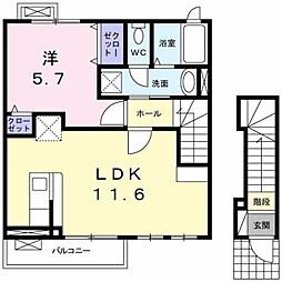 パレスハイム3 1LDKの間取図画像