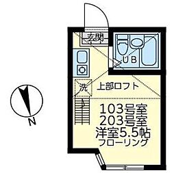 ユナイト境之谷プリンアラモード ワンルームの間取図画像