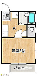 レイクサイド川崎 1Kの間取図画像