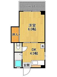谷川ビル 2階1DKの間取り