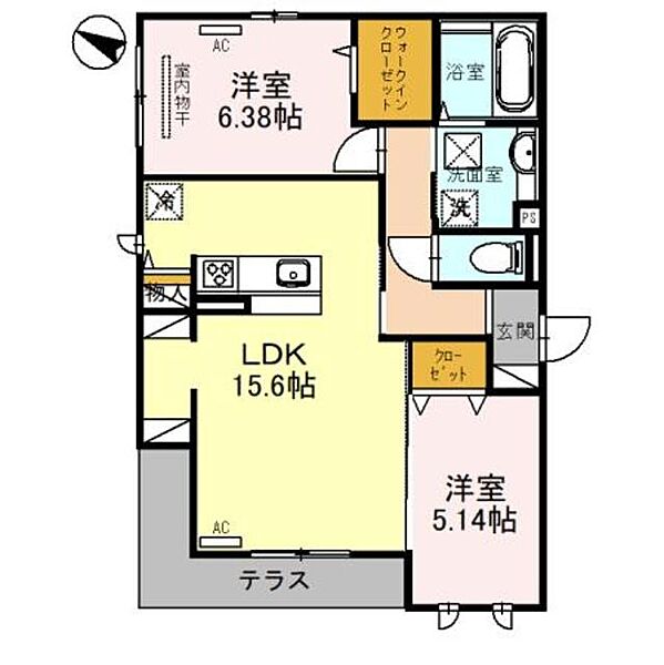 エヌ　プレミール ｜大阪府大阪狭山市茱萸木３丁目(賃貸アパート2LDK・1階・63.40㎡)の写真 その2