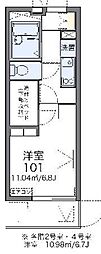レオパレスAZUMA 1Kの間取図画像