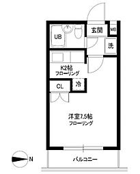 バレエハウスK 1Kの間取図画像