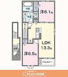 ジラソーレ西庄I 2LDKの間取図画像