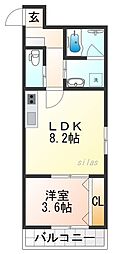 カサ苦楽園 1LDKの間取図画像