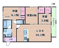 パークサイドファーム 3LDKの間取図画像