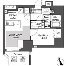 ベルビュー千代田飯田橋 9階1LDKの間取り