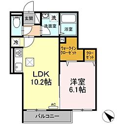 新川崎ヴィラージュA 1LDKの間取図画像