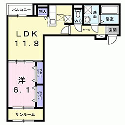 ウィンフィールド博多南 1LDKの間取図画像