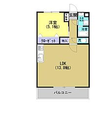 レオパレスはあとふる 1LDKの間取図画像